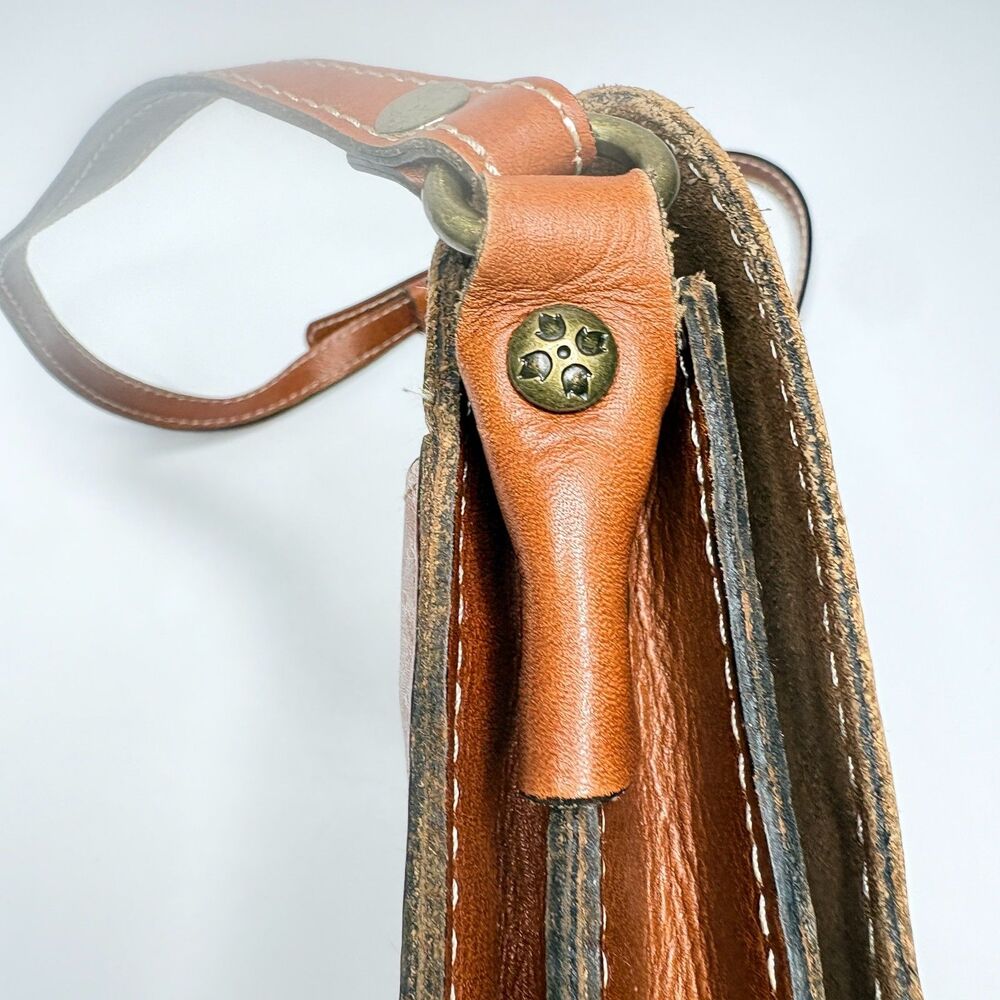 PATRICIA NASH Tooled Leather Crossbody Brown Italian Leather Purse 11" X 9" X 2" - Picture 8 of 15